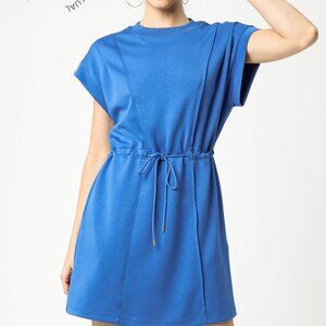 UMGEE BLUE LUXEKNIT DRAWSTRING WAIST DRESS